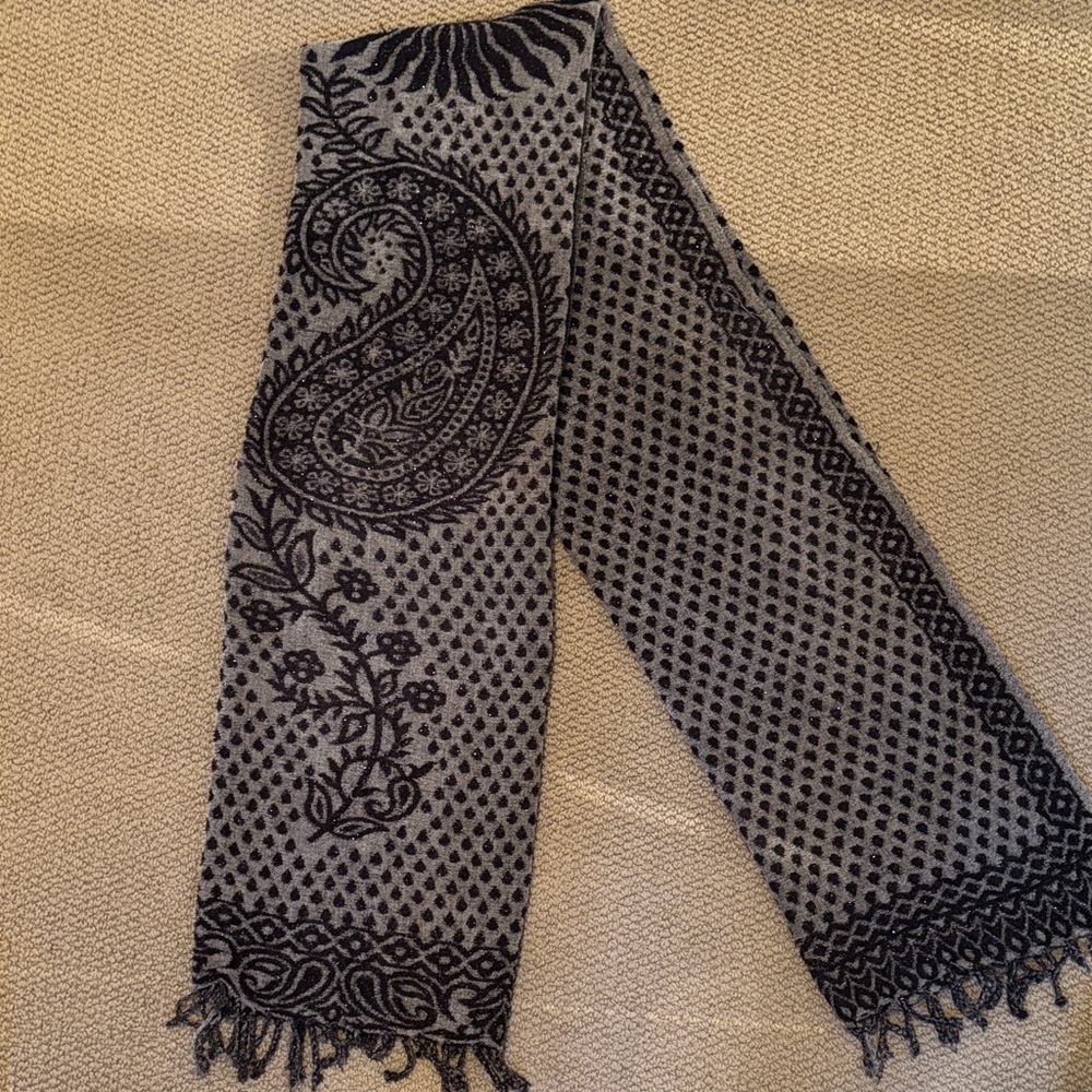 Black and Gray Paisley Scarf